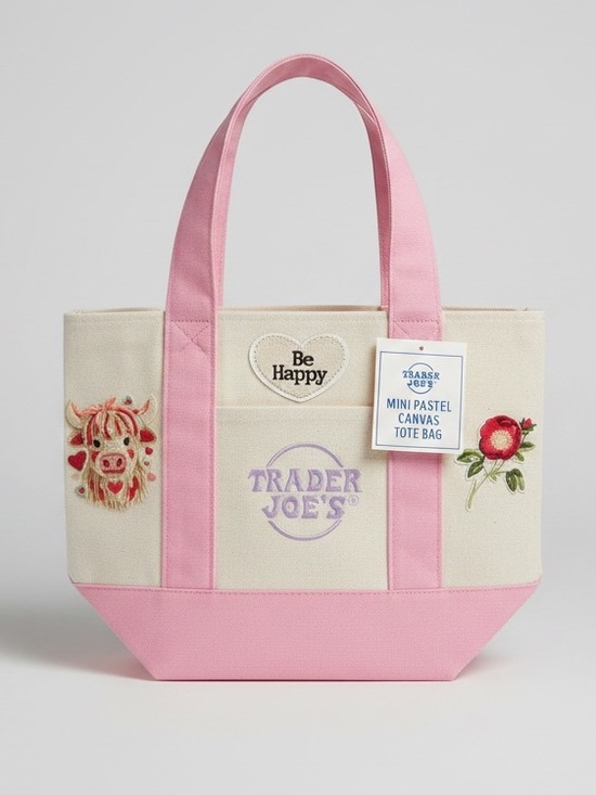 Trader Joe'S Handbags - Custom Trader Joe’s Mini Pink Canvas Tote Bag